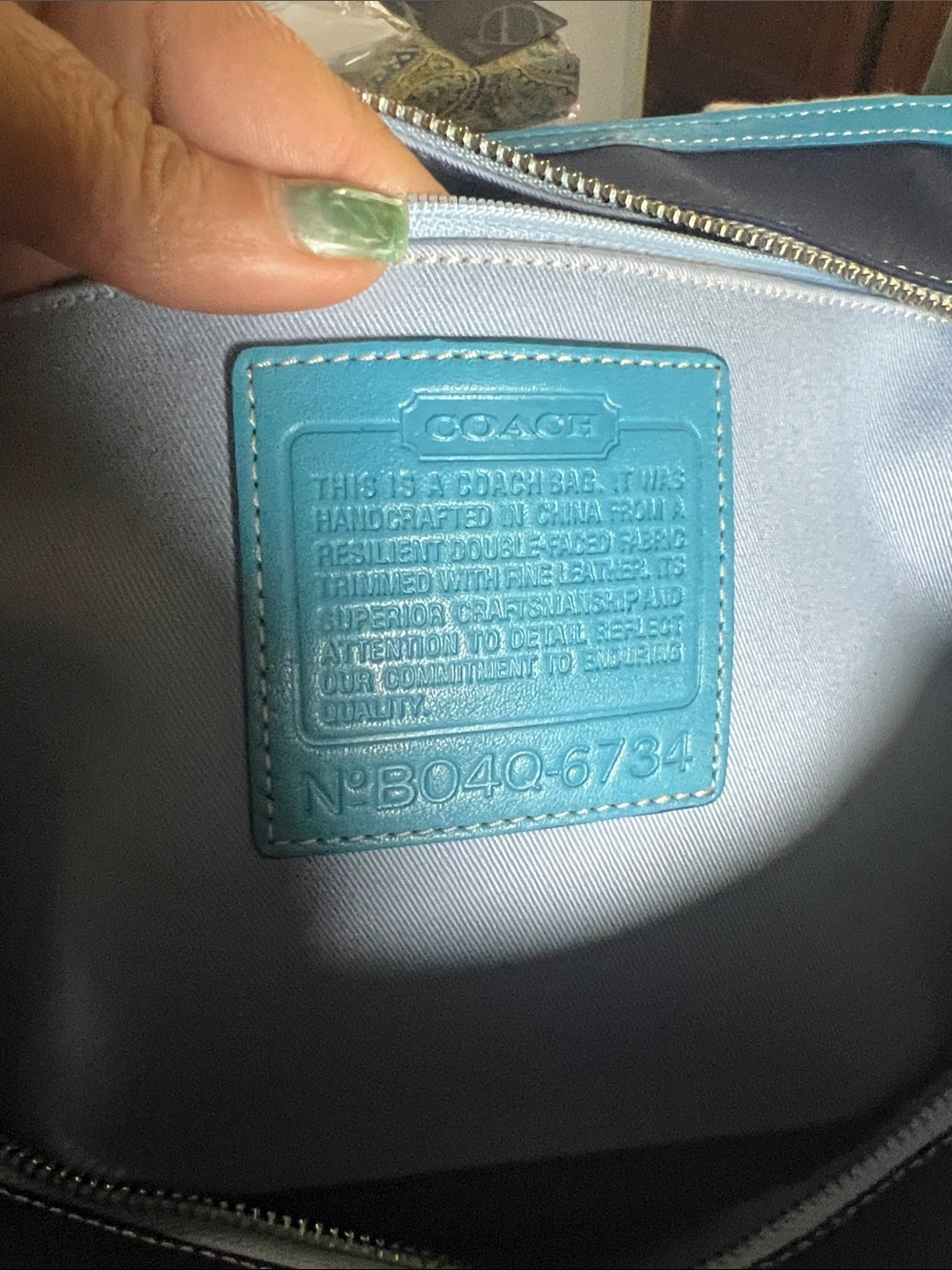 Coach garden tote Navy Tote with Bright Blue Trim and White Handles - Coach - Picture 5 of 5
